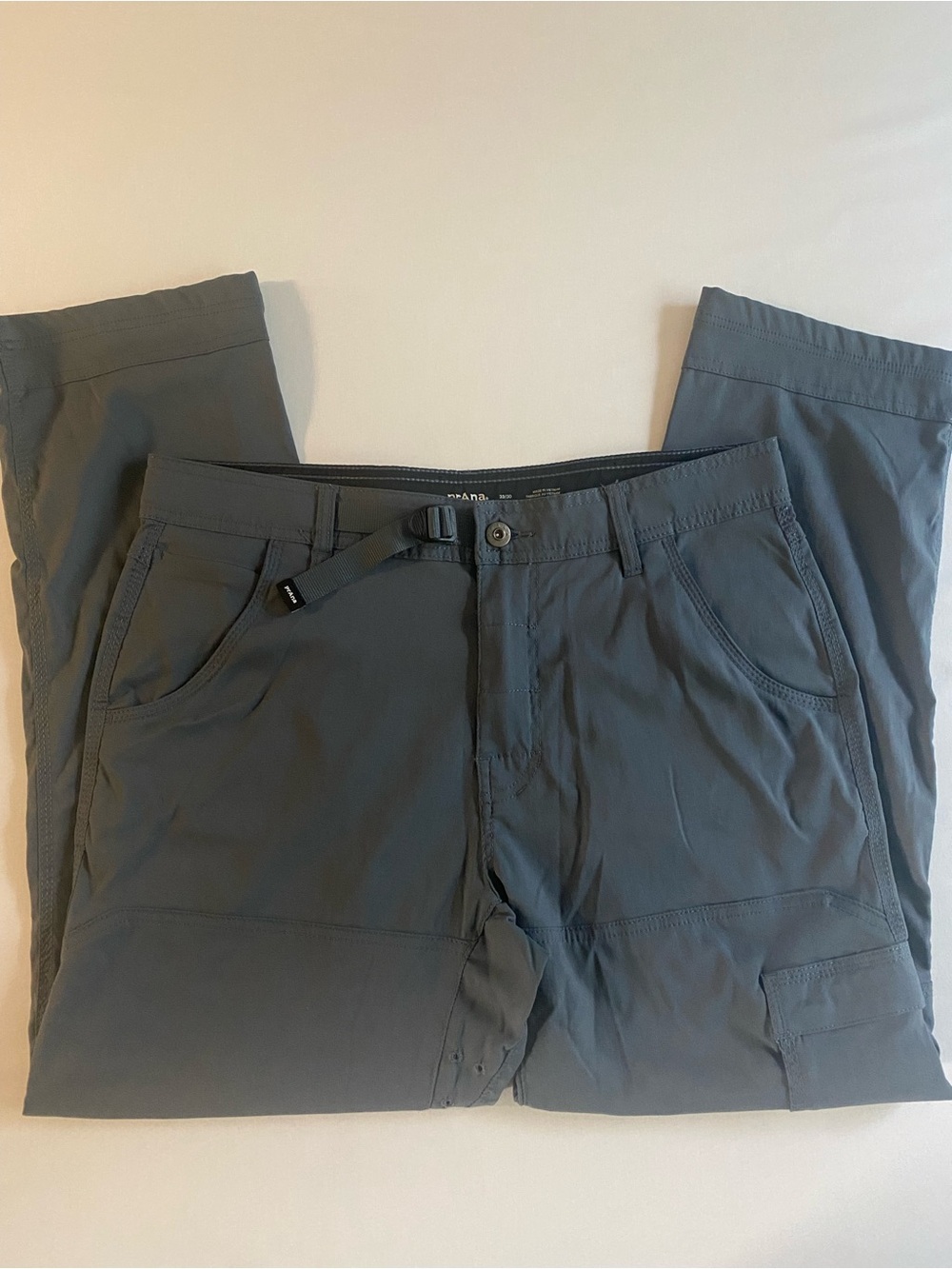 Prana Zion Cargo Pants Men 33x29 Straight Belted Water Repel Trail Gorp Outdoor
